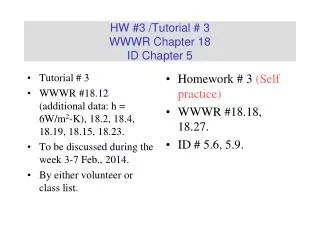 HW #3 /Tutorial # 3 WWWR Chapter 18 ID Chapter 5