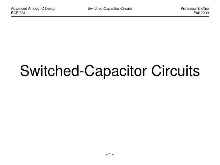 switched capacitor circuits