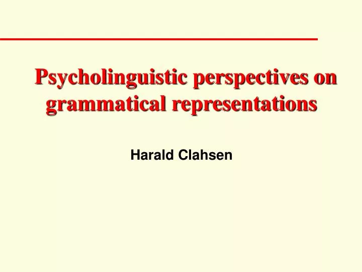 psycholinguistic perspectives on grammatical representations