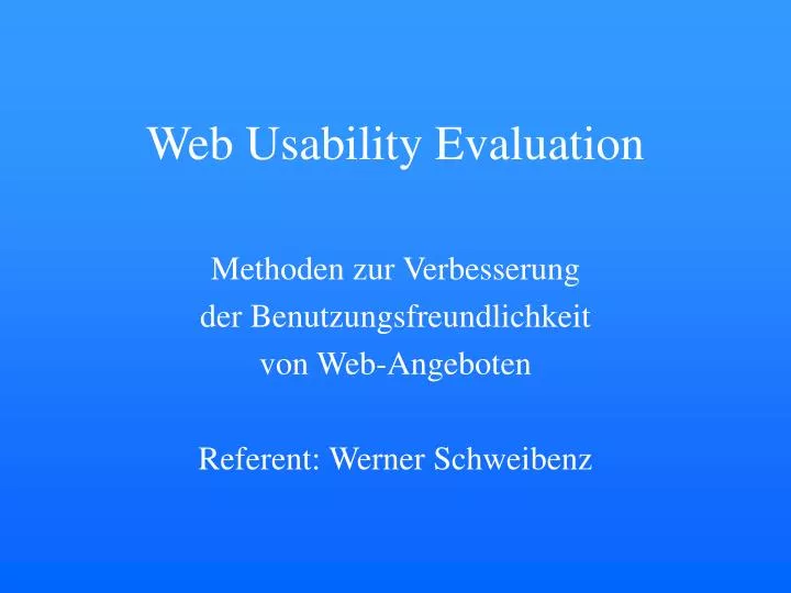 web usability evaluation