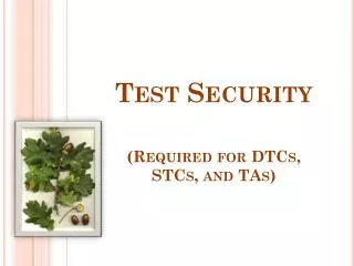 Test Security (Required for DTCs, STCs, and TAs)