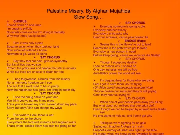 palestine misery by afghan mujahida slow song