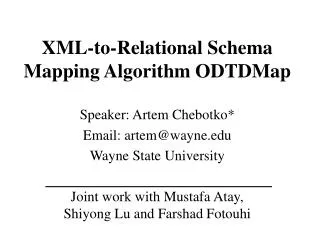 xml to relational schema mapping algorithm odtdmap