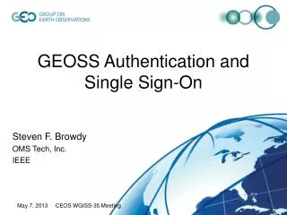 GEOSS Authentication and Single Sign-On