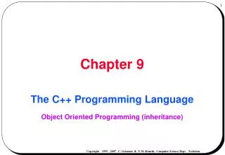 The C++ Programming Language Object Oriented Programming (inheritance)