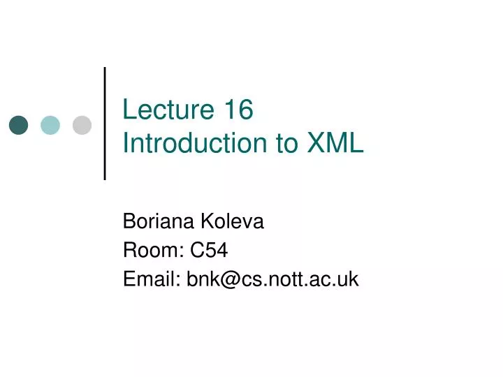 lecture 16 introduction to xml
