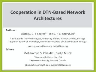 Cooperation in DTN-Based Network Architectures