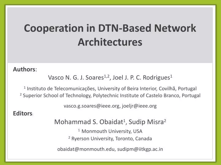 cooperation in dtn based network architectures
