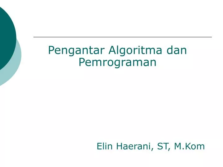 pengantar algoritma dan pemrograman elin haerani st m kom