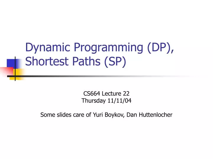 dynamic programming dp shortest paths sp