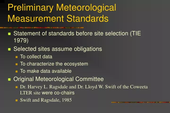 preliminary meteorological measurement standards