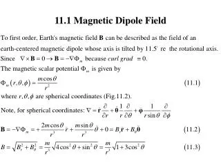 11.1 Magnetic Dipole Field