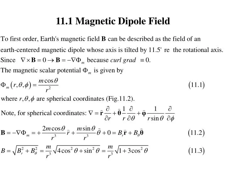 11 1 magnetic dipole field