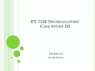 PT 7326 Neuroanatomy Case Study III
