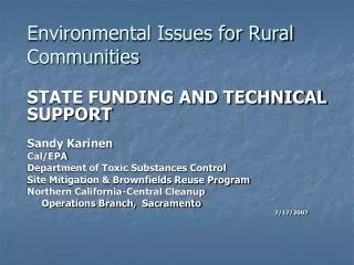 Environmental Issues for Rural Communities