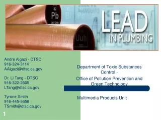 Department of Toxic Substances Control - Office of Pollution Prevention and Green Technology