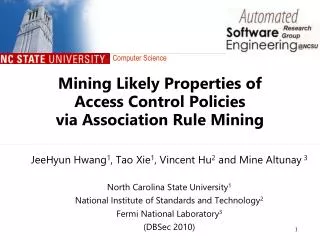 Mining Likely Properties of Access Control Policies via Association Rule Mining