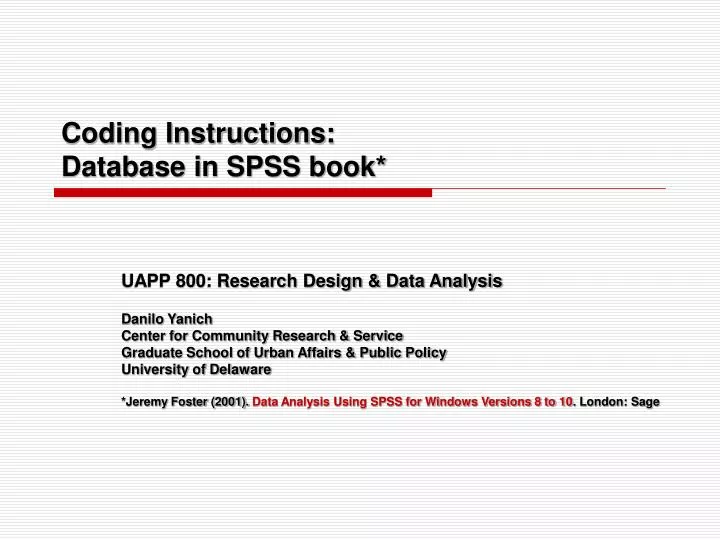 coding instructions database in spss book