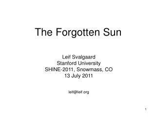 The Forgotten Sun