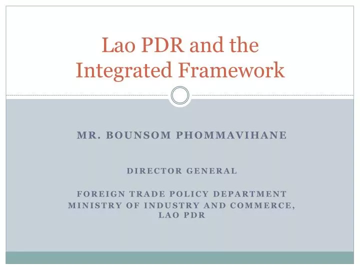 lao pdr and the integrated framework