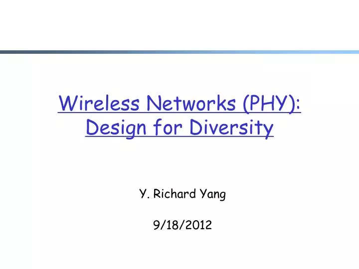 wireless networks phy design for diversity
