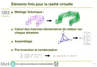 l ments finis pour la r alit virtuelle