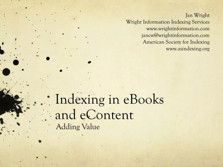 indexing in ebooks and econtent