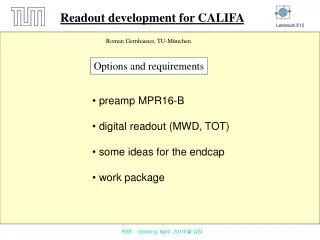 Readout development for CALIFA