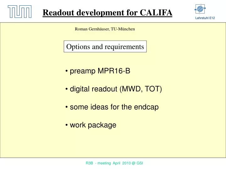 readout development for califa
