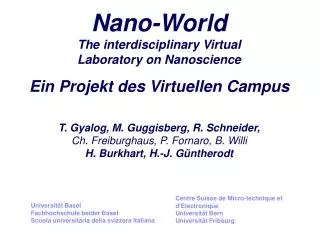 Nano-World The interdisciplinary Virtual Laboratory on Nanoscience