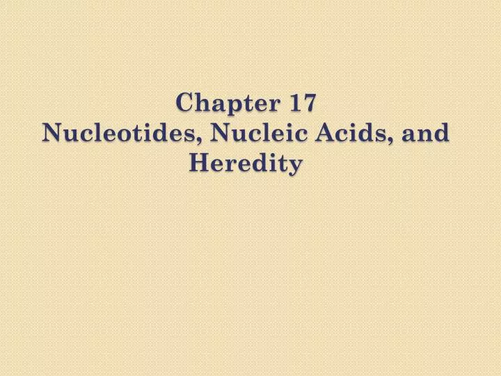 chapter 17 nucleotides nucleic acids and heredity