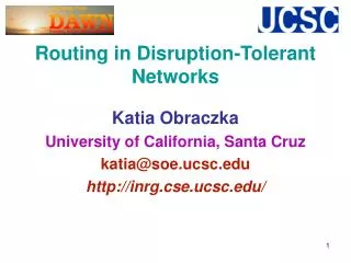 Routing in Disruption-Tolerant Networks
