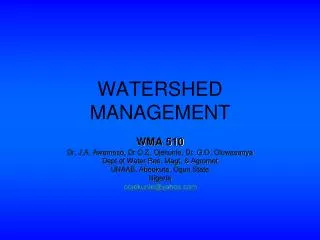 WATERSHED MANAGEMENT