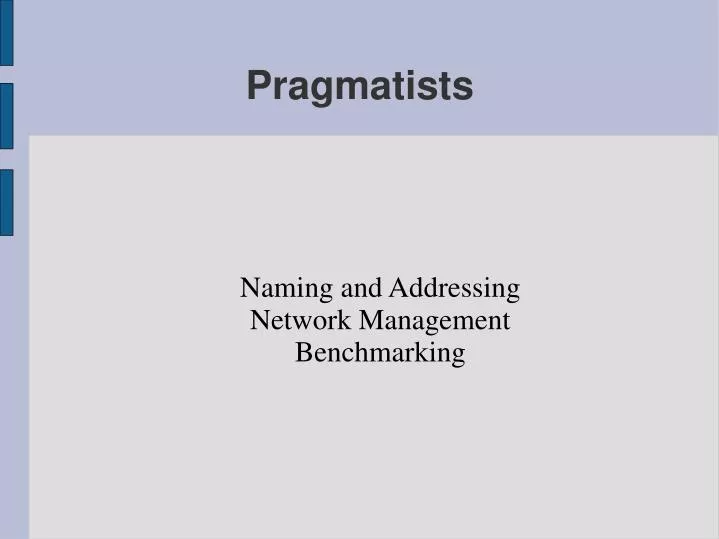 naming and addressing network management benchmarking