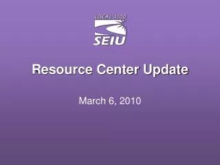 Resource Center Update