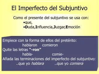 el imperfecto del subjuntivo