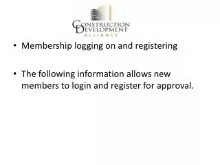 Membership logging on and registering