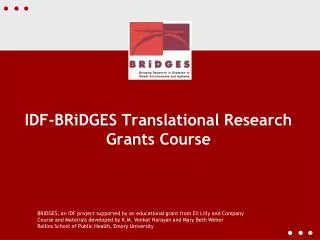 IDF-BRiDGES Translational Research Grants Course