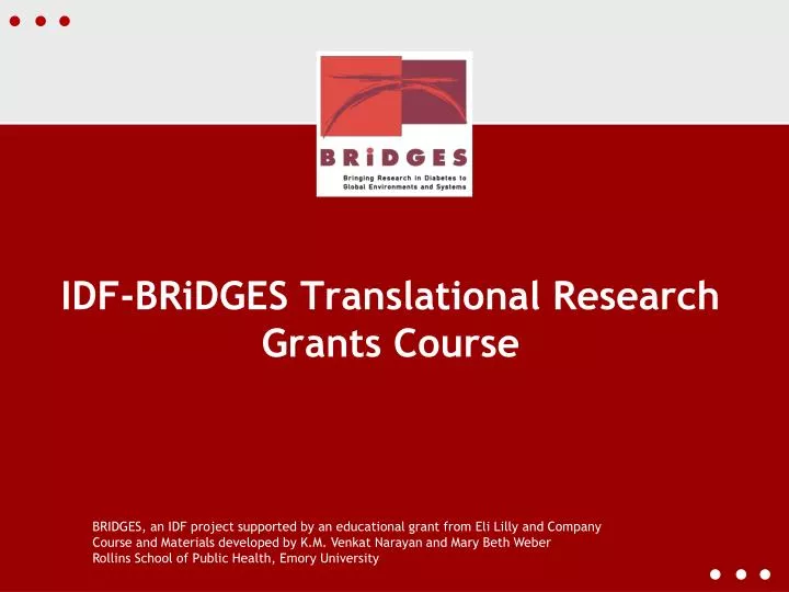 idf bridges translational research grants course