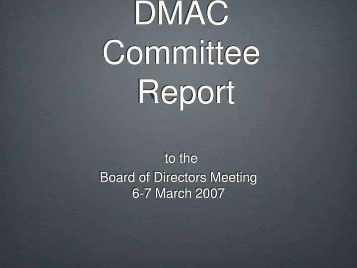 gcoos ra dmac committee report