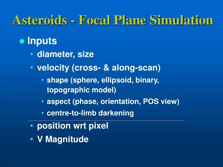 asteroids focal plane simulation