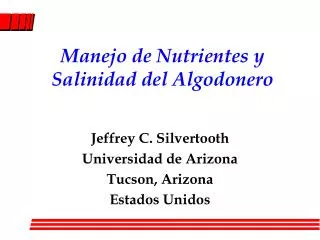 manejo de nutrientes y salinidad del algodonero