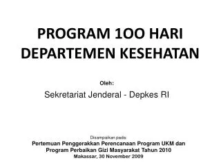 program 1oo hari departemen kesehatan