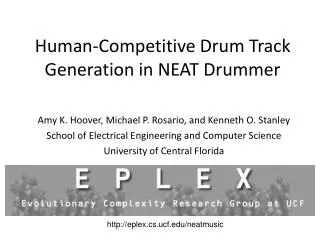 Human-Competitive Drum Track Generation in NEAT Drummer
