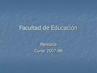 facultad de educaci n