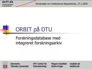orbit p dtu