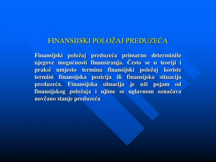 finansij s ki polo aj preduze a