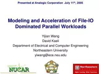 Modeling and Acceleration of File-IO Dominated Parallel Workloads