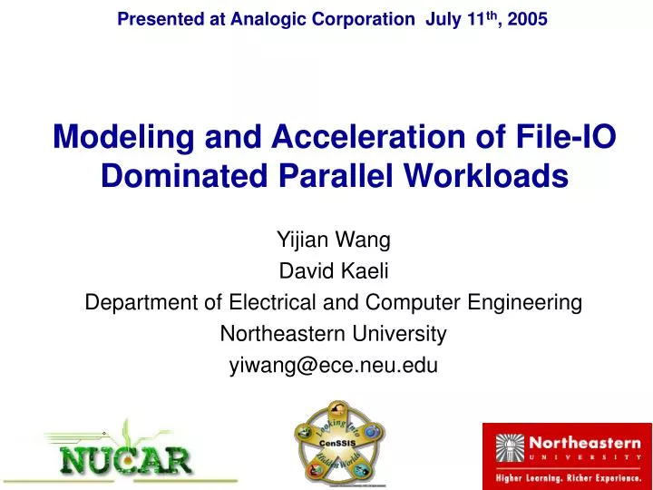 modeling and acceleration of file io dominated parallel workloads