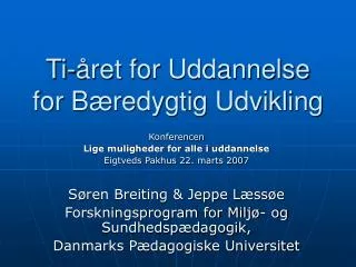 ti ret for uddannelse for b redygtig udvikling